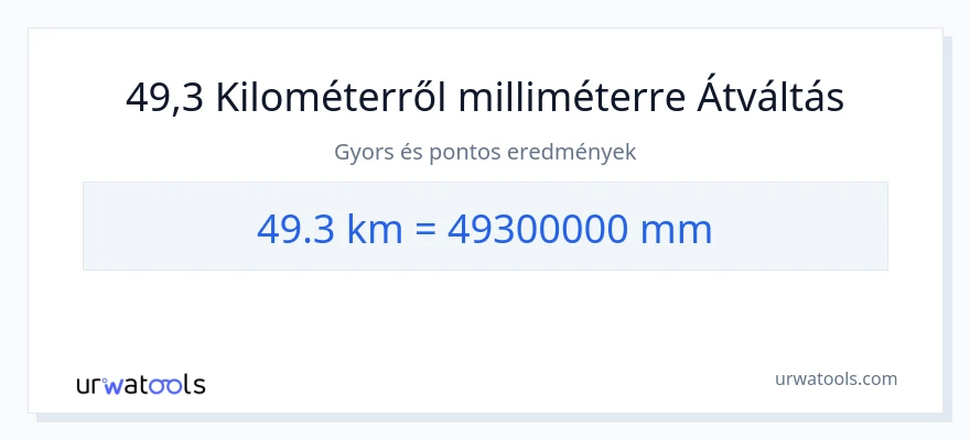 49.3 kilométer - milliméter konverzió