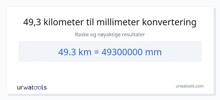 49.3 kilometer til millimeter konvertering