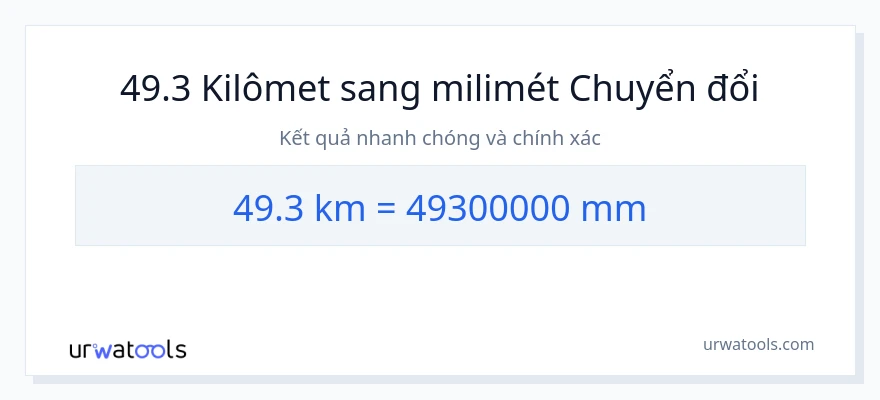 Chuyển đổi 49.3 kilômét sang milimét