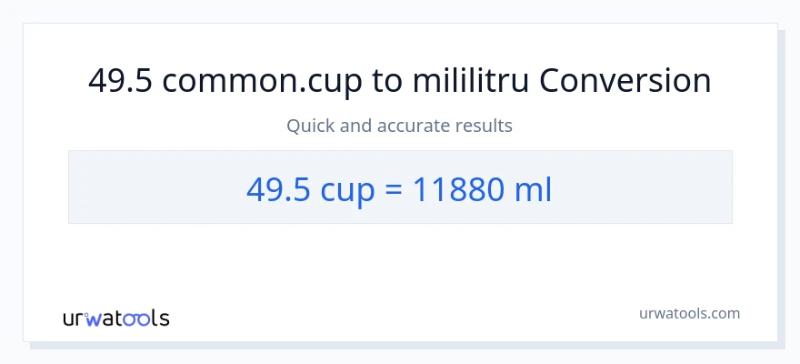 Conversie 49.5 cupe la mililitri