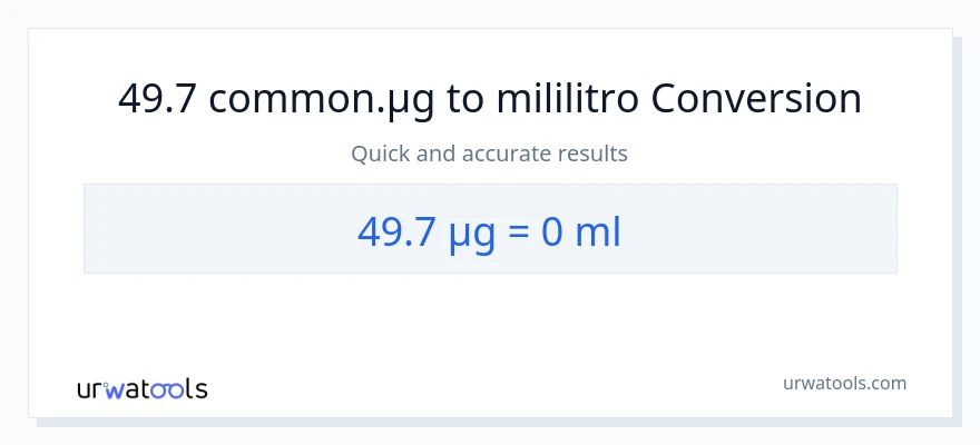 49.7 mga mikrogramo patungong mga mililitro na conversion