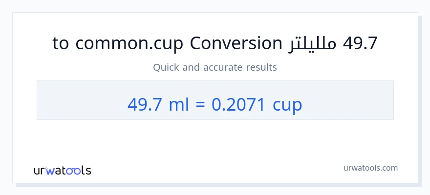 التحويل من 49.7 ملليلتر إلى أكواب