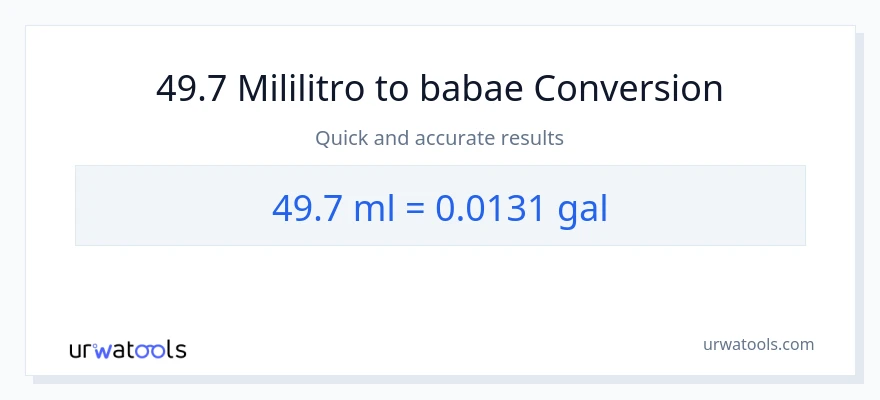 49.7 mga mililitro patungong Mga galon na conversion