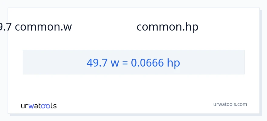 49.7 வாட்ஸ் இலிருந்து குதிரைத்திறன் வரை மாற்றம்