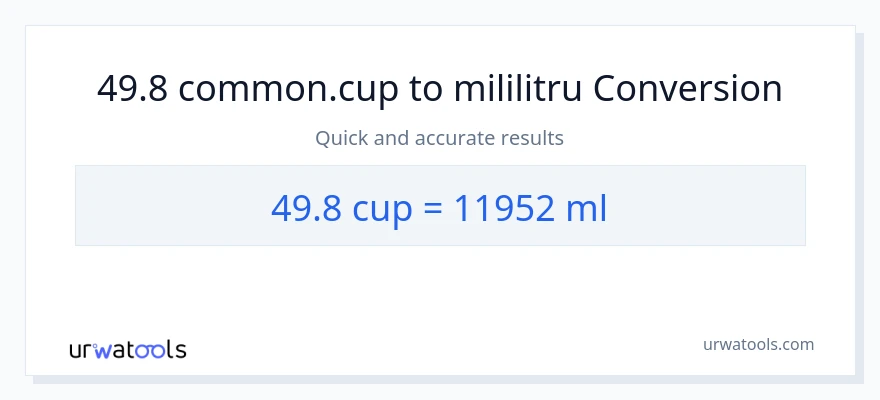 Conversie 49.8 cupe la mililitri
