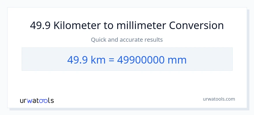 49.9 Kilometers to millimeters conversion