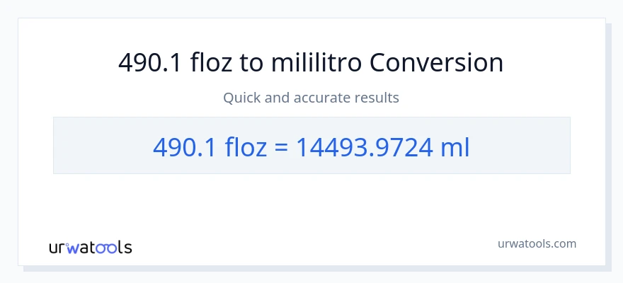 490.1 mga onsa ng likido patungong mga mililitro na conversion