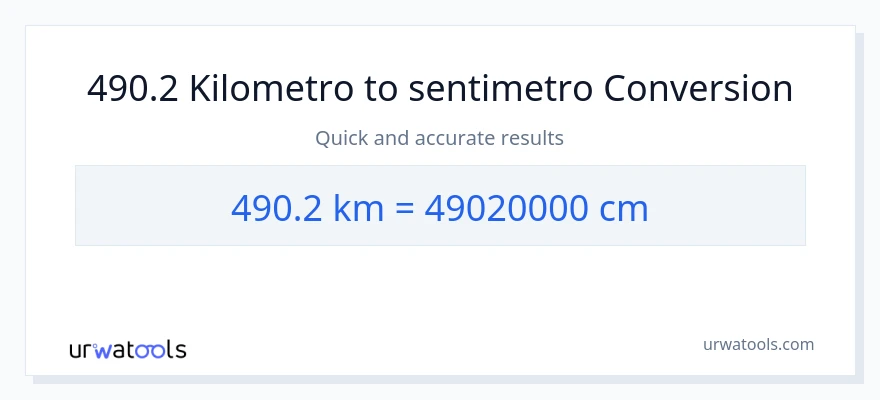 490.2 Kilometro patungong Mga Sentimetro na conversion