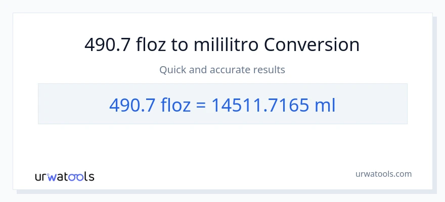 490.7 mga onsa ng likido patungong mga mililitro na conversion