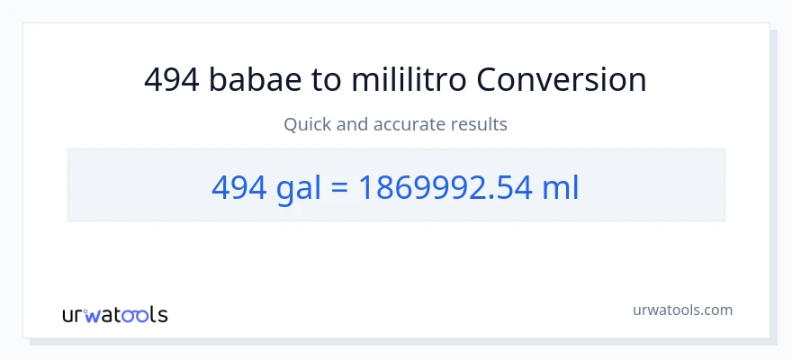 494 Mga galon patungong mga mililitro na conversion