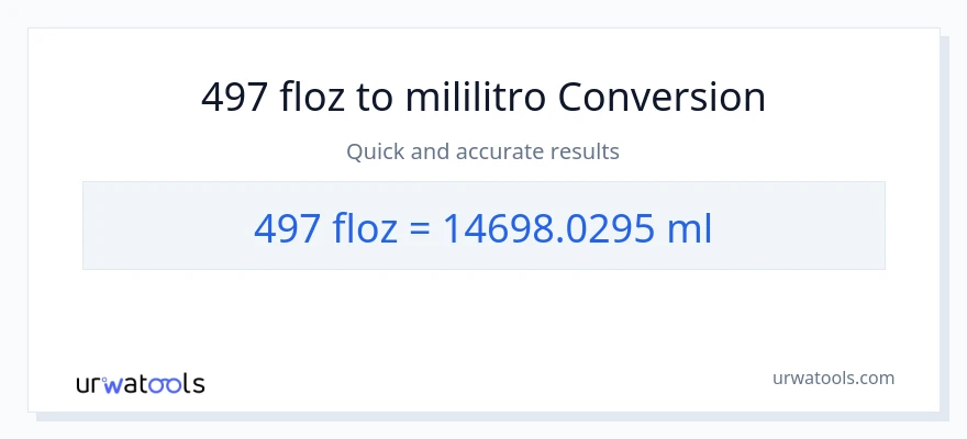 497 mga onsa ng likido patungong mga mililitro na conversion