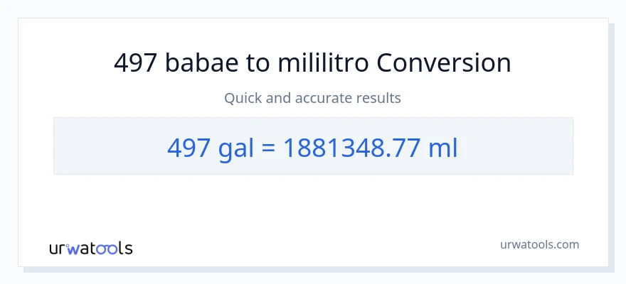 497 Mga galon patungong mga mililitro na conversion