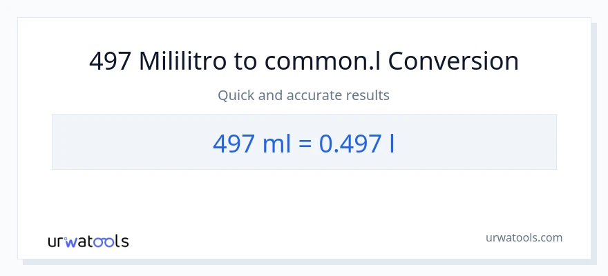 497 mga mililitro patungong Liters na conversion
