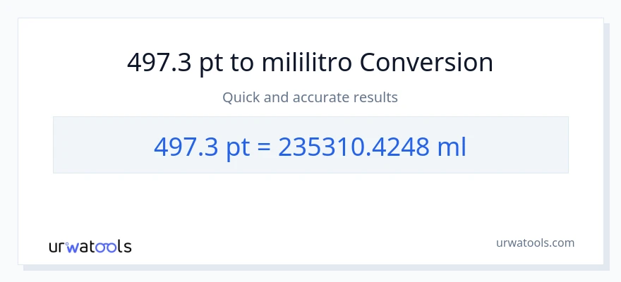 497.3 Pints patungong mga mililitro na conversion