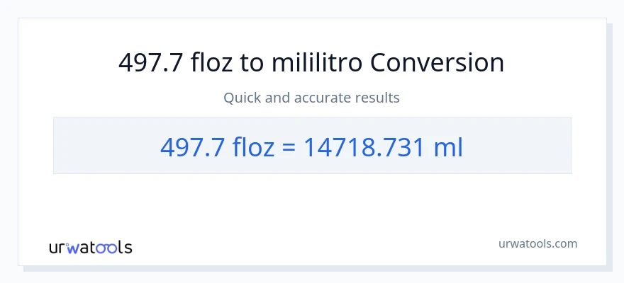 497.7 mga onsa ng likido patungong mga mililitro na conversion