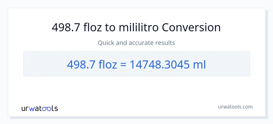 498.7 mga onsa ng likido patungong mga mililitro na conversion