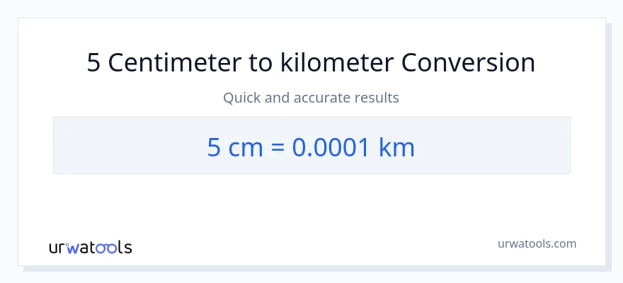 5 Centimeter til Kilometer konvertering