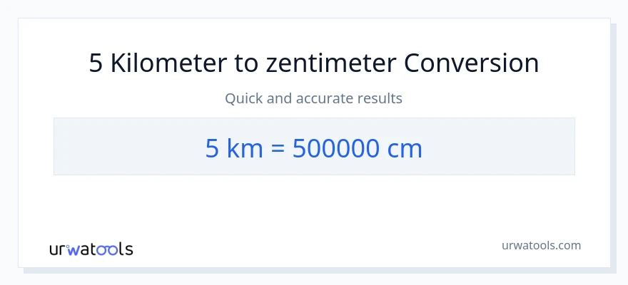 5 Kilometer zu Zentimeter Umwandlung