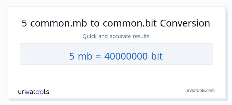 التحويل من 5 Megabytes إلى Bits