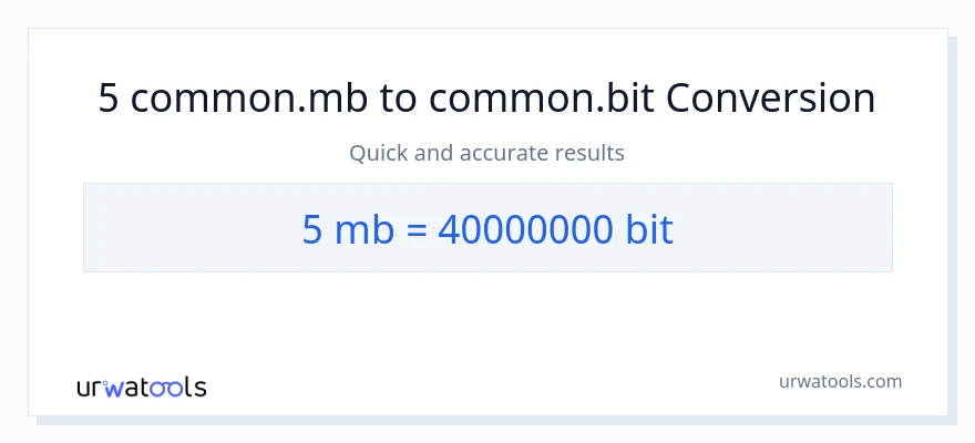 5 Megabytes இலிருந்து Bits வரை மாற்றம்