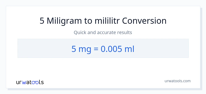 Konverze z miligramy na mililitrů: 5
