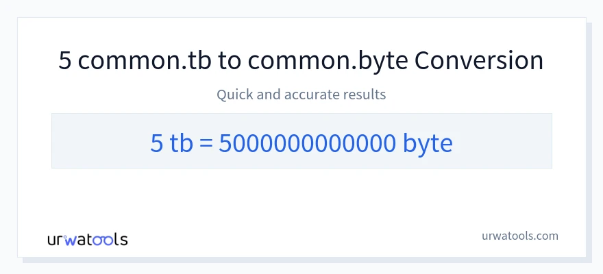 5 Terabytes 到 Bytes 轉換