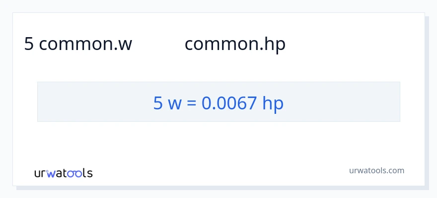 5 ವ್ಯಾಟ್ಸ್ ರಿಂದ ಅಶ್ವಶಕ್ತಿ ಪರಿವರ್ತನೆ
