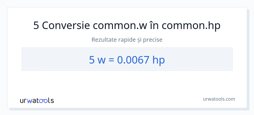 Conversie 5 wați la cai putere