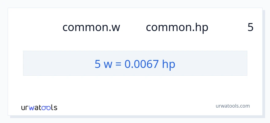 การแปลง 5 วัตต์ เป็น แรงม้า