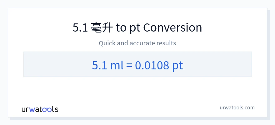 5.1 毫升 到 Pints 轉換