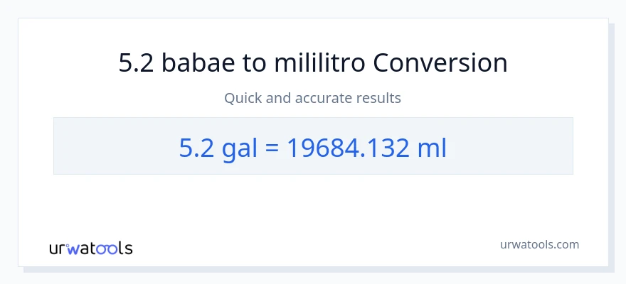 5.2 Mga galon patungong mga mililitro na conversion