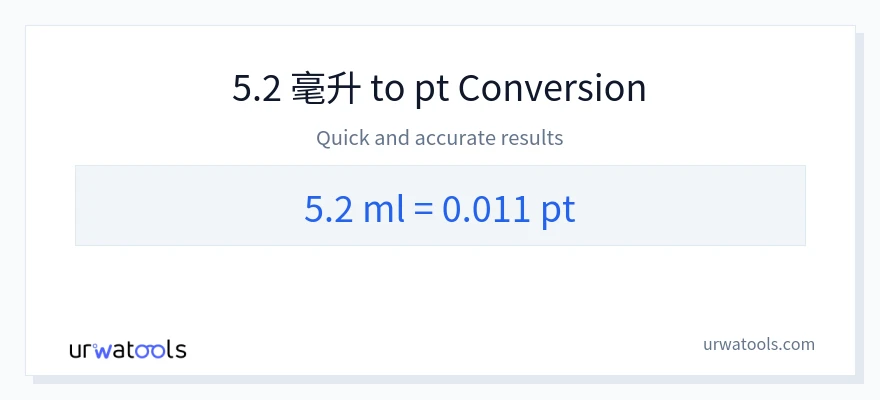 5.2 毫升 到 Pints 轉換