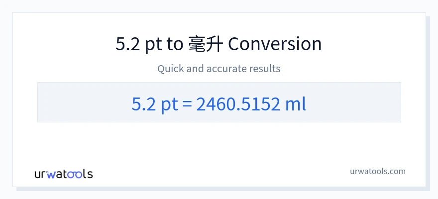 5.2 Pints 到 毫升 轉換