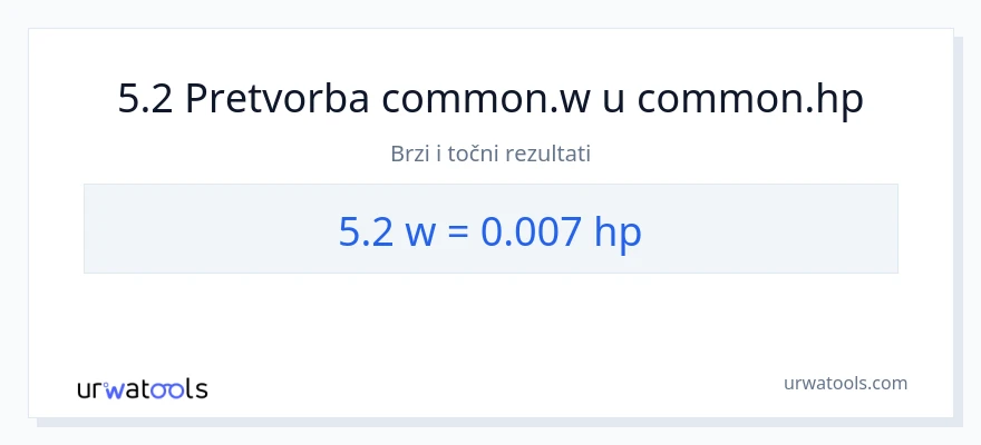 Konverzija od vati do konjske snage: 5.2