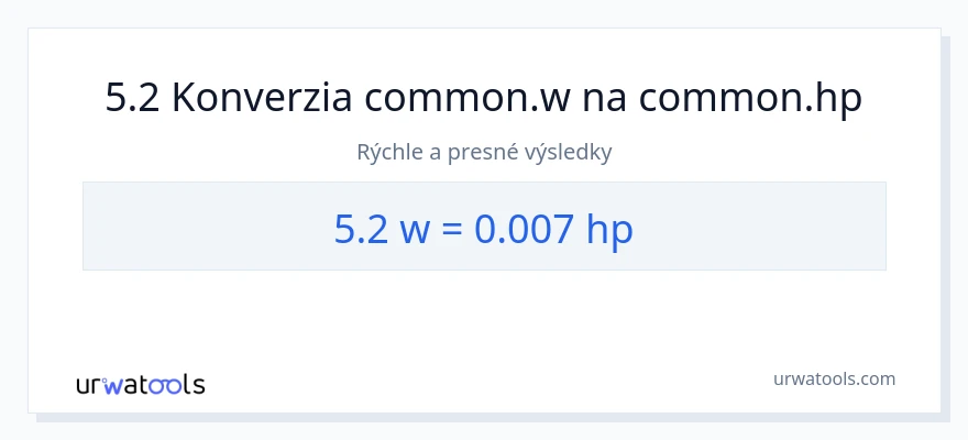 Konverzia z watty na konská sila: 5.2