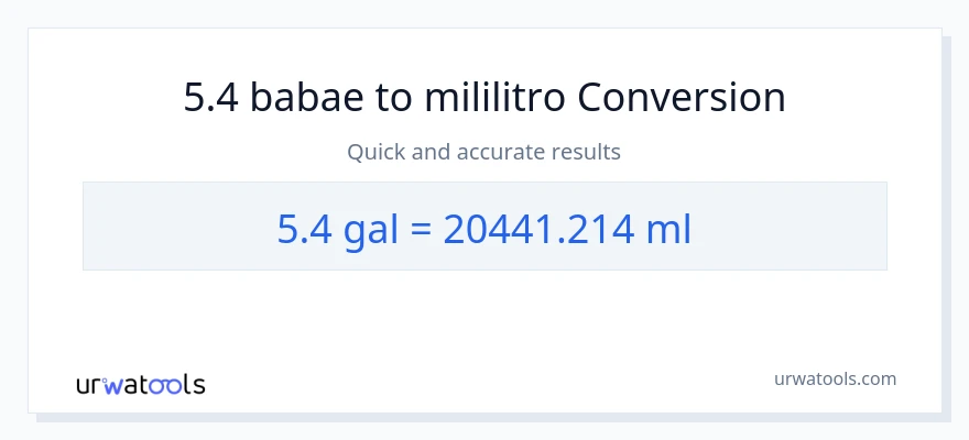 5.4 Mga galon patungong mga mililitro na conversion