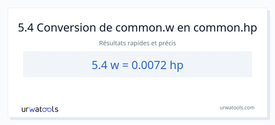 Conversion 5.4 watts vers chevaux-vapeur