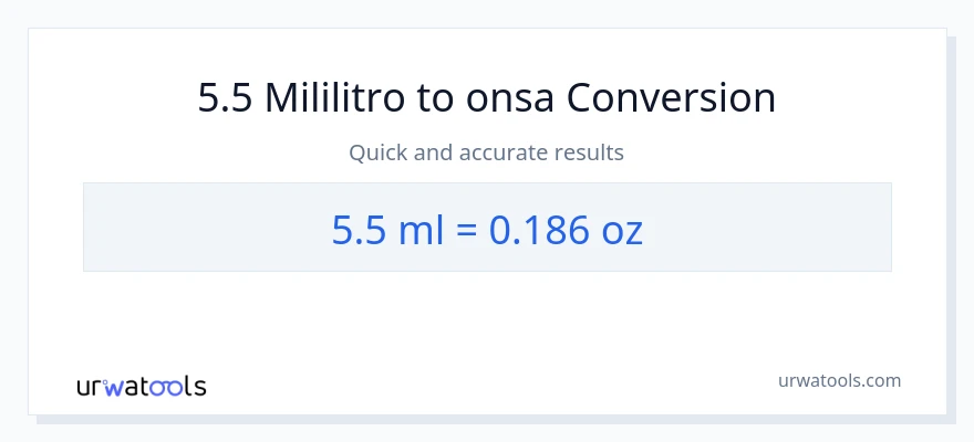 5.5 mga mililitro patungong Mga onsa na conversion