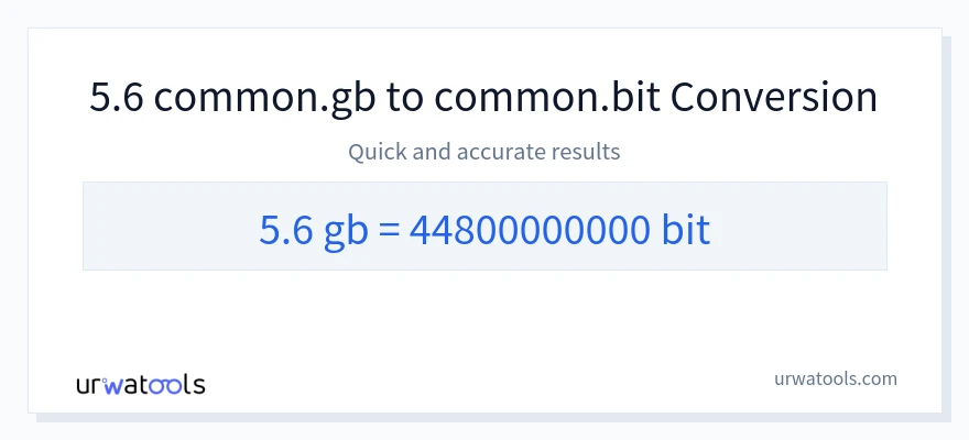 5.6 Gigabytes에서 Bits으로의 변환
