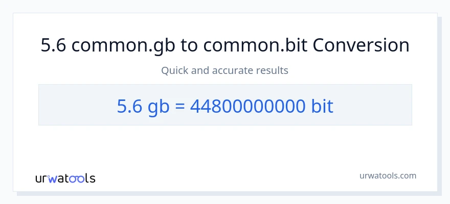 5.6 Gigabytes til Bits konvertering
