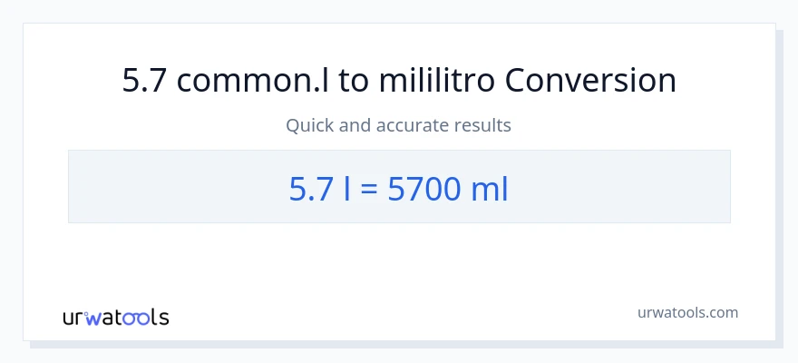 5.7 Liters patungong mga mililitro na conversion