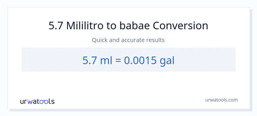 5.7 mga mililitro patungong Mga galon na conversion