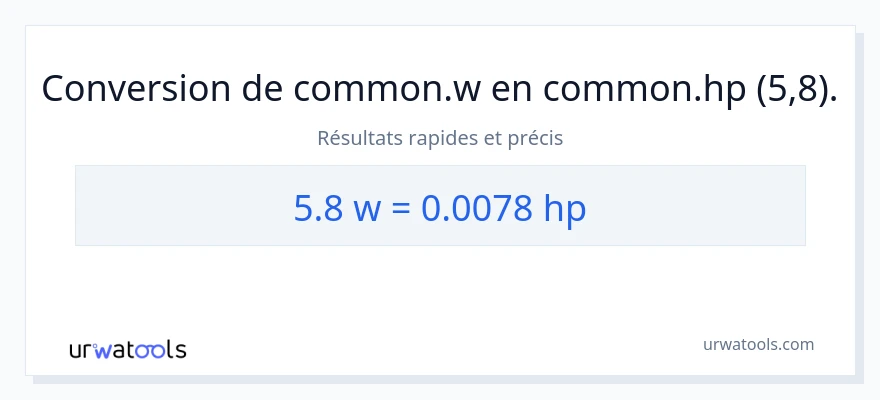 Conversion 5.8 watts vers chevaux-vapeur