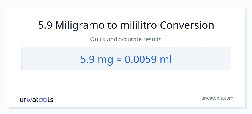 5.9 miligramo patungong mga mililitro na conversion