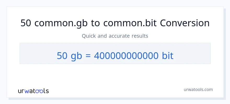 التحويل من 50 Gigabytes إلى Bits
