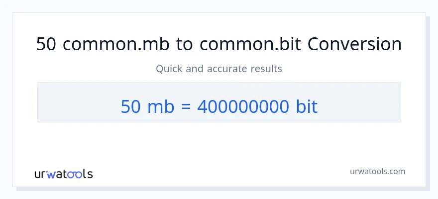 التحويل من 50 Megabytes إلى Bits