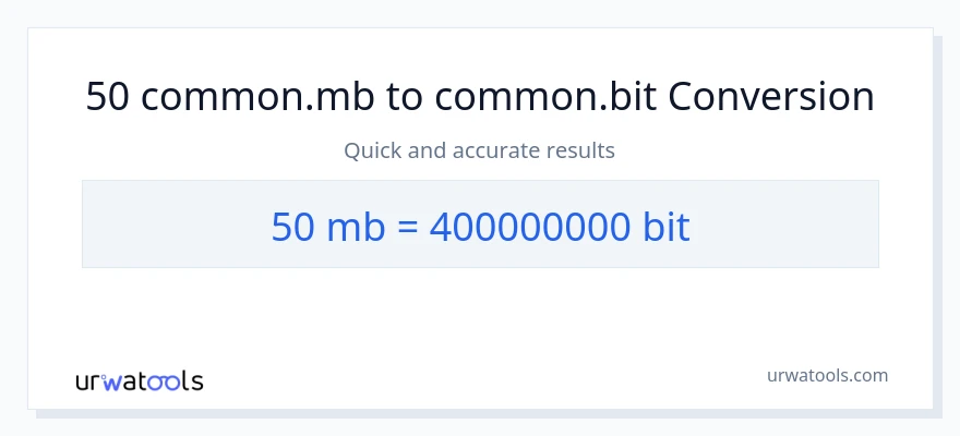 50 Megabytes から Bits への変換