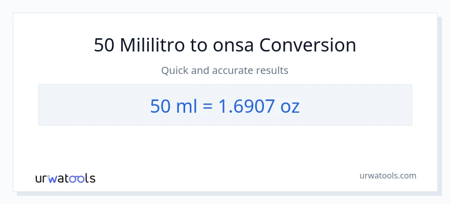 50 mga mililitro patungong Mga onsa na conversion