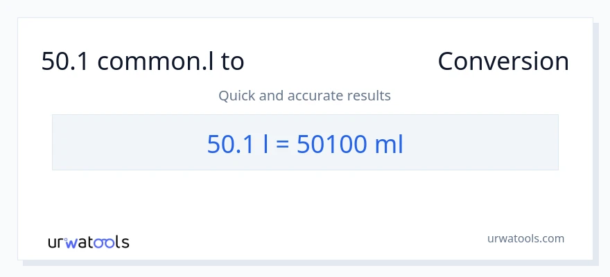 50.1 Liters ൽ നിന്ന് മില്ലിലിറ്റർ ലേക്ക് പരിവർത്തനം