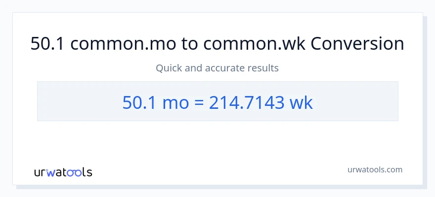 تبدیل 50.1 ماه‌ها به هفته‌ها
